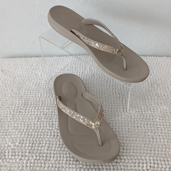 Skechers Taupe Beaded Women's Sandals - Picture 2 of 14